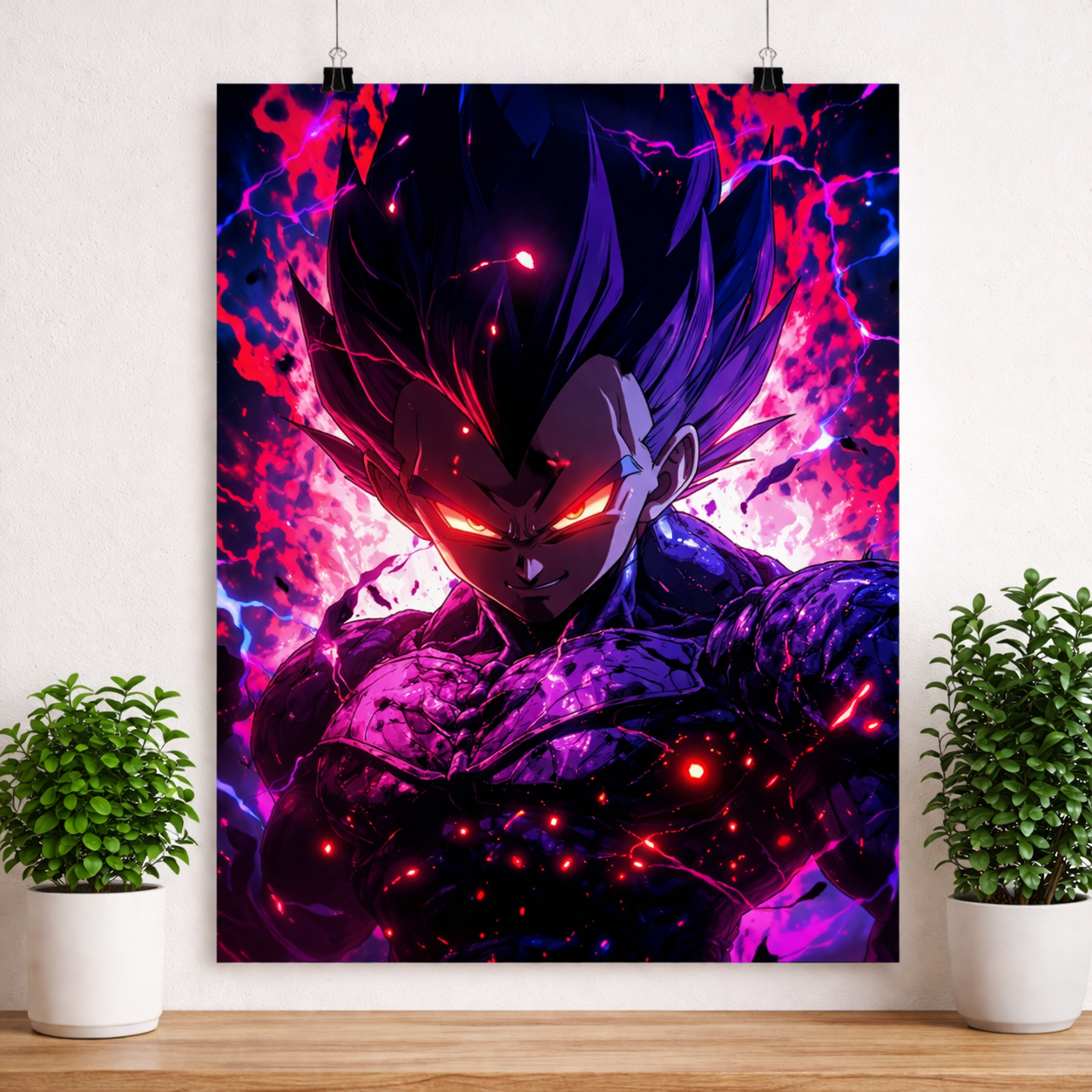 Vegeta Anime Poster – Dark Aura Neon Energy