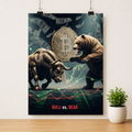 Bull vs Bear – Aesthetic Crypto Market Poster Mockup