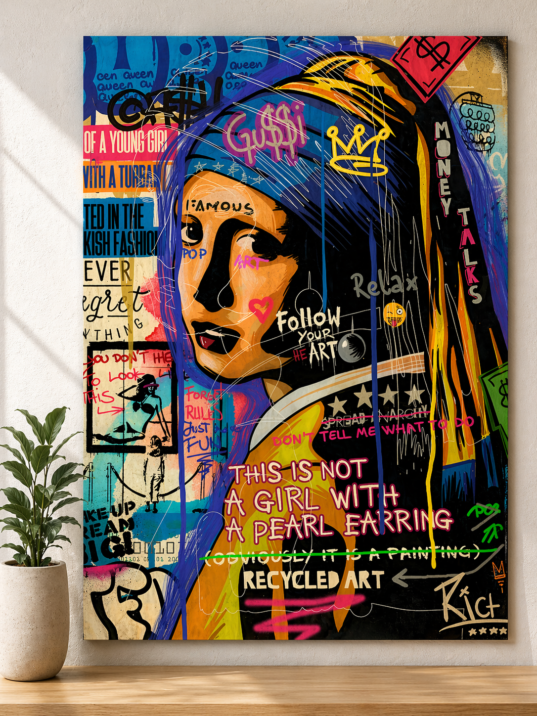 Girl with Pearl Graffiti Art