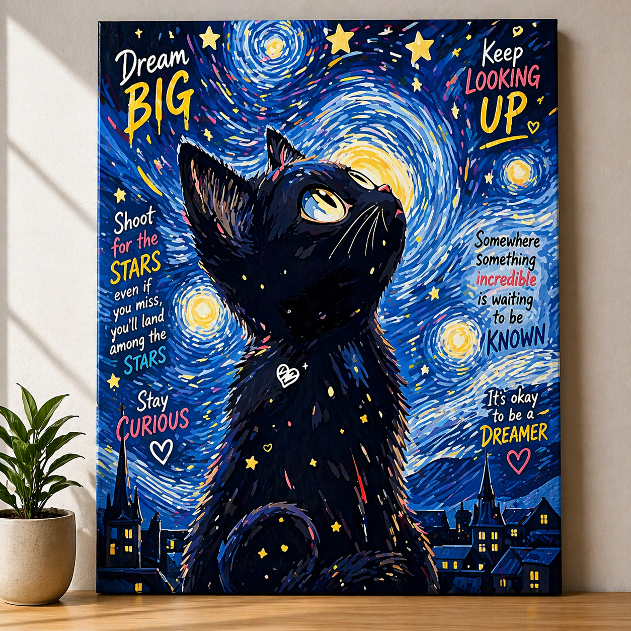 Starry Cat Graffiti Art