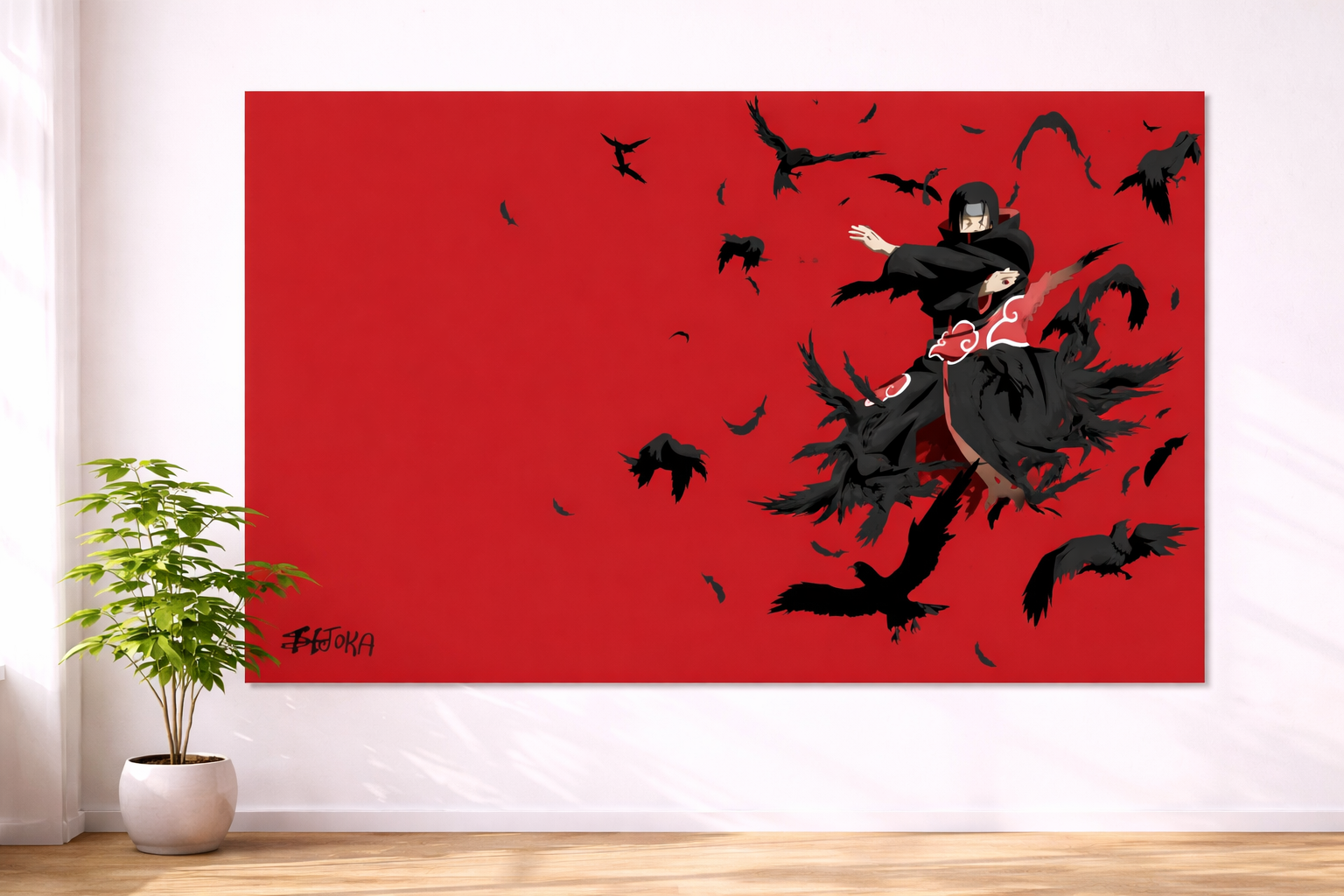 Itachi Uchiha Crow Storm Poster – Naruto Akatsuki Red Aesthetic Wall Art