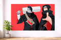 Itachi & Kisame Minimal Anime Poster – Akatsuki Duo Red Background Wall Art