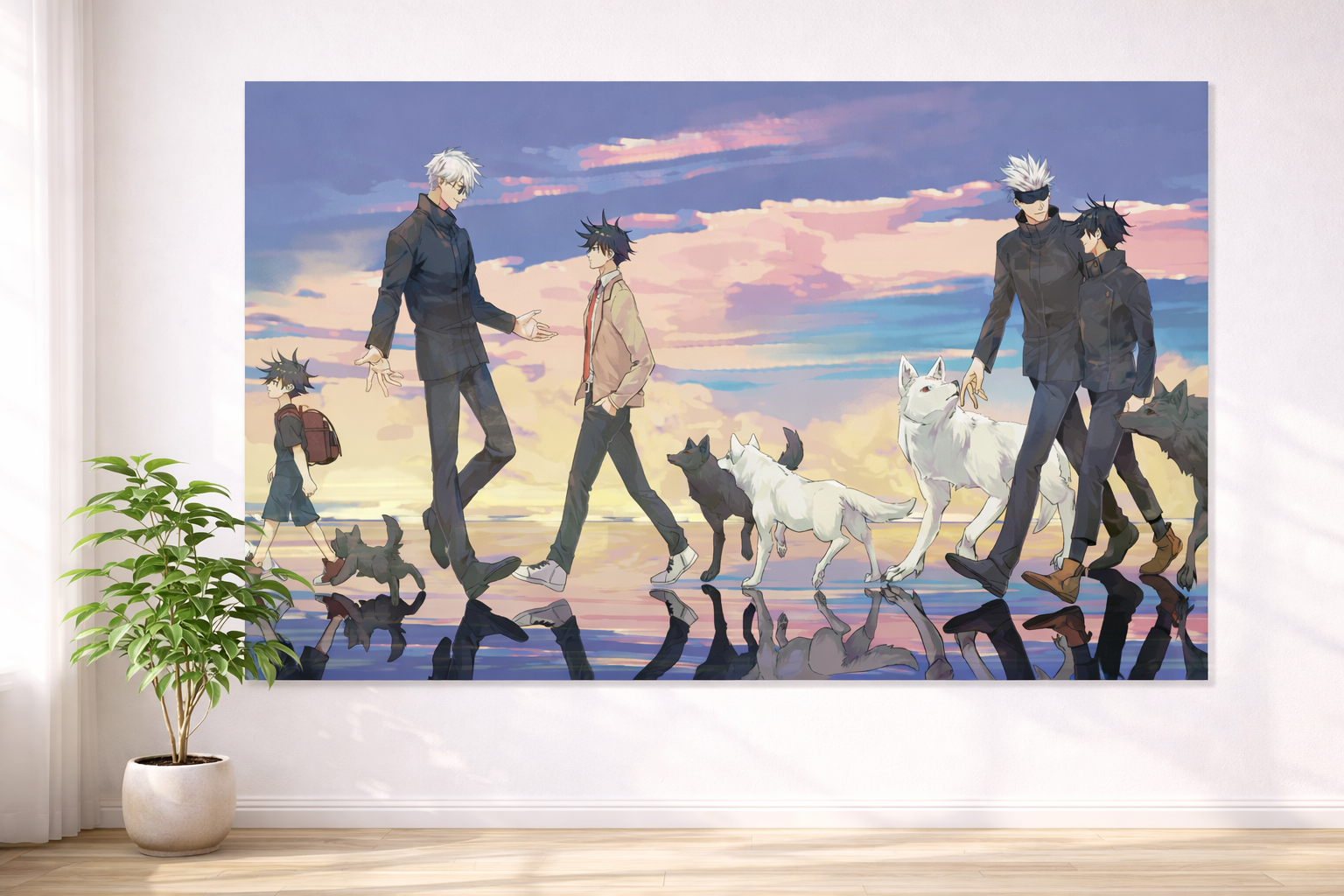 Jujutsu Kaisen Sunset Walk Poster – Gojo & Megumi Aesthetic Anime