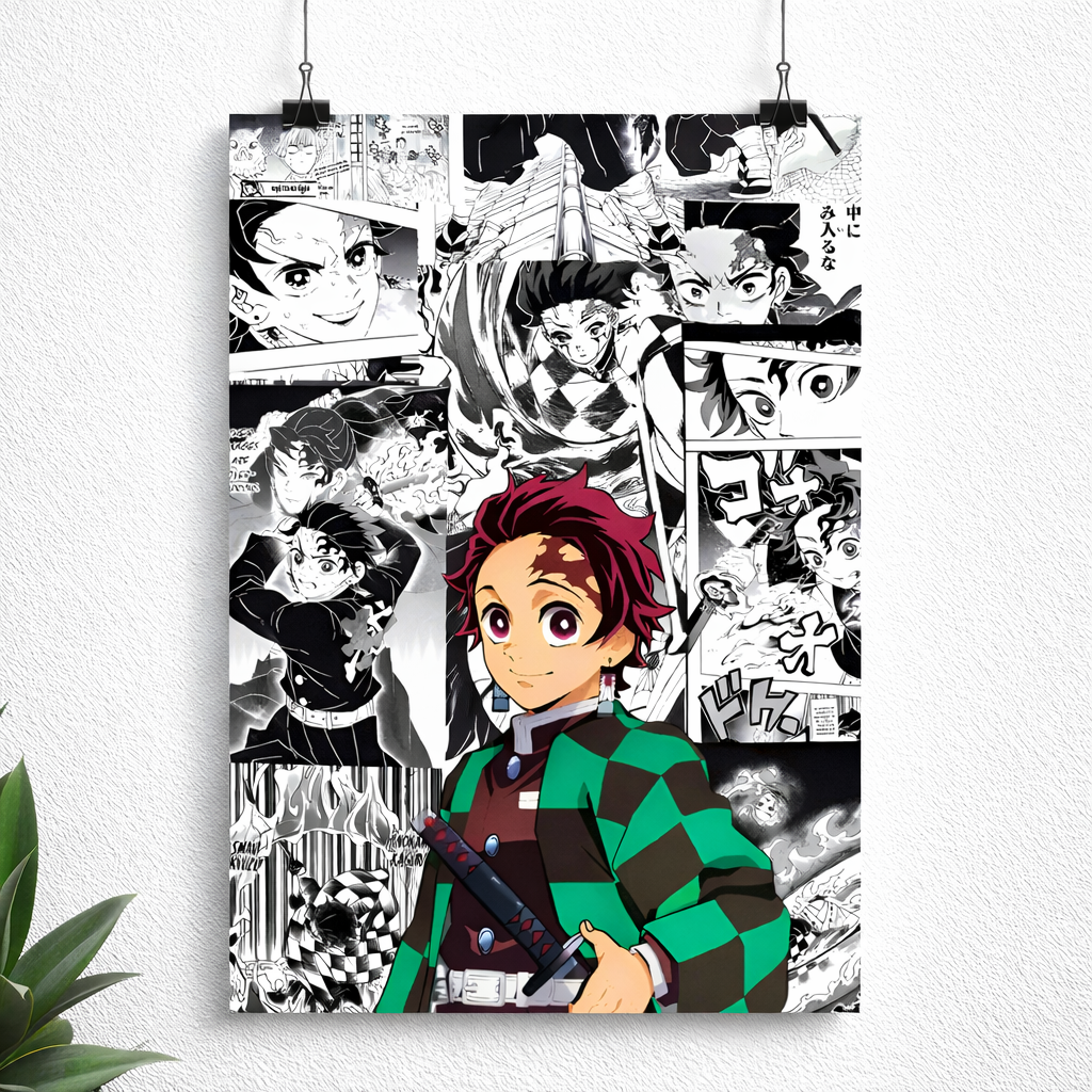 Tanjiro Kamado Anime Poster – Demon Slayer Manga Collage