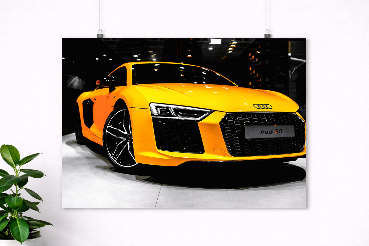 Audi R8 Yellow Supercar Poster – Luxury Performance Car