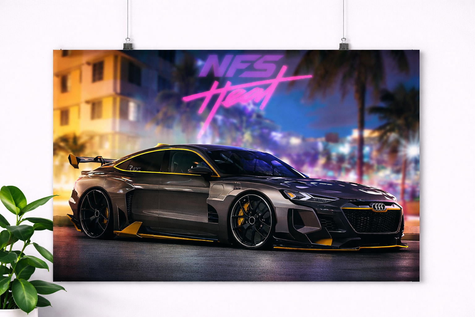Audi RS Neon Night Poster – NFS Heat Style Sports Car