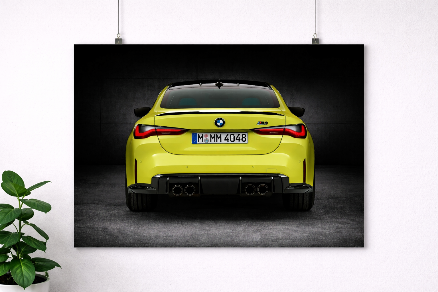 BMW M4 Rear View Poster – Yellow Sports Car Wall