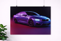 BMW M4 Neon Style Poster – Purple Aesthetic Sports Car