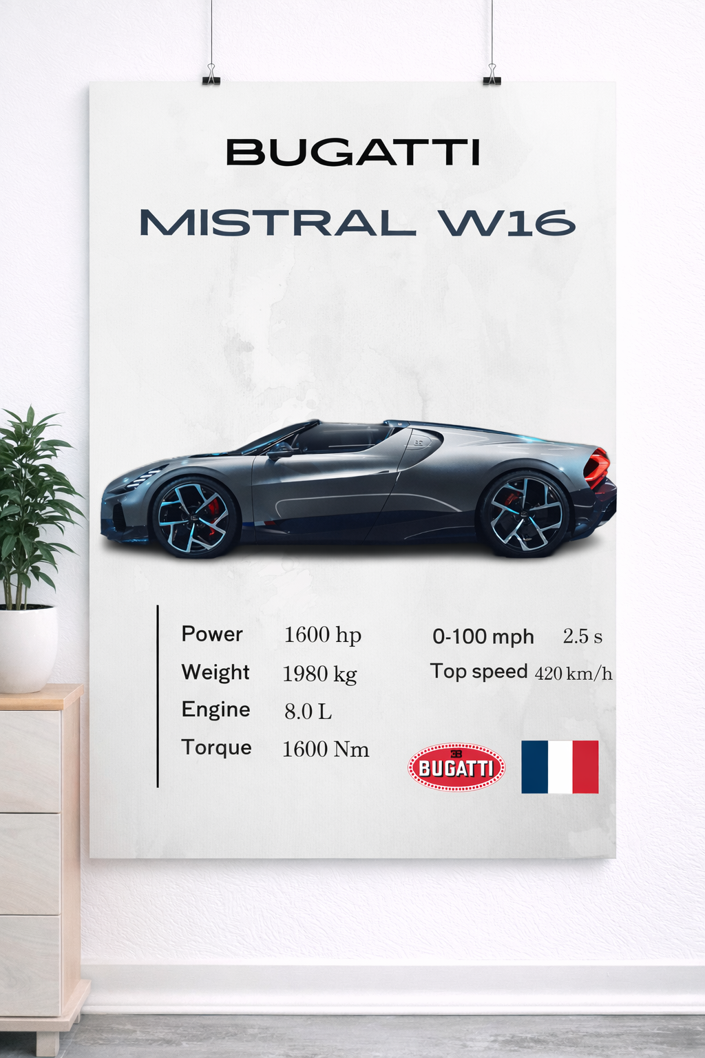 Bugatti Mistral W16 Poster – Ultimate Hypercar Icon