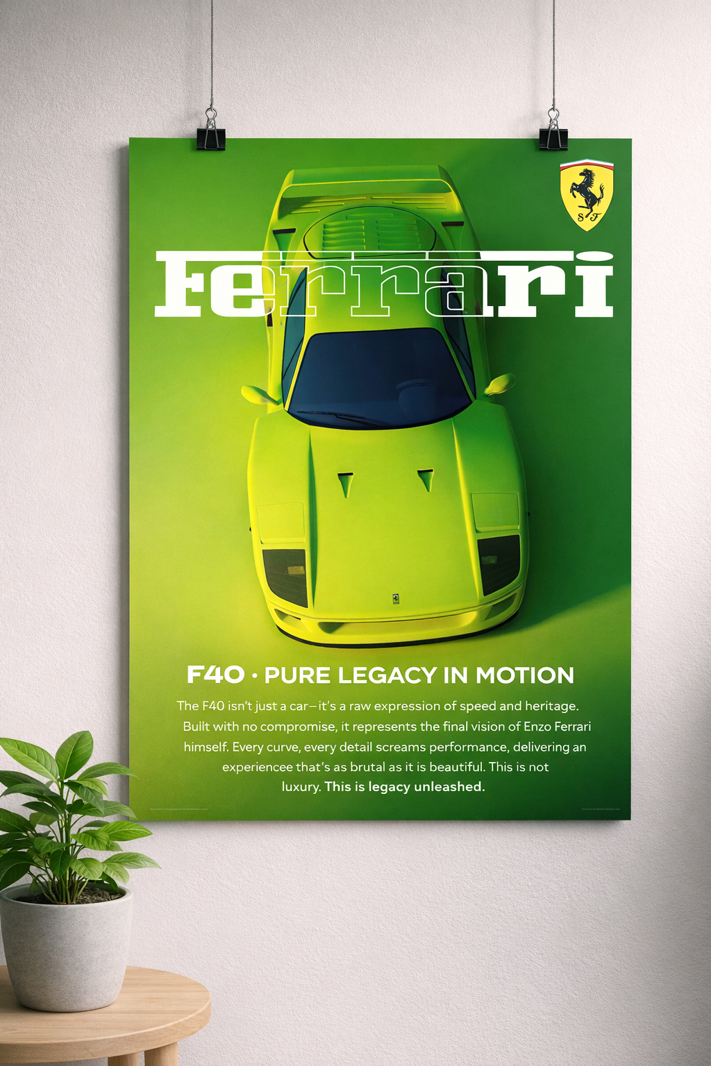 Ferrari F40 — Velocity Style Poster