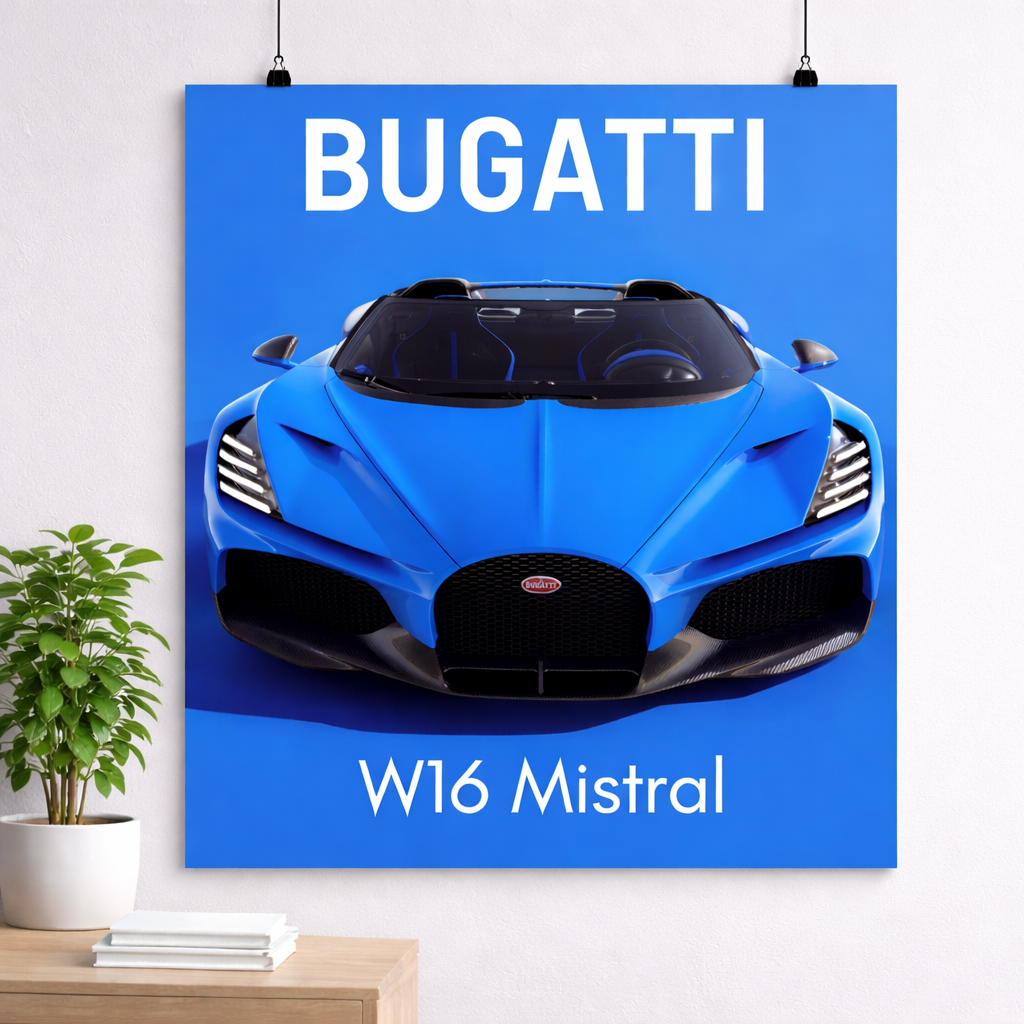 Bugatti W16 Velocity Style Poster