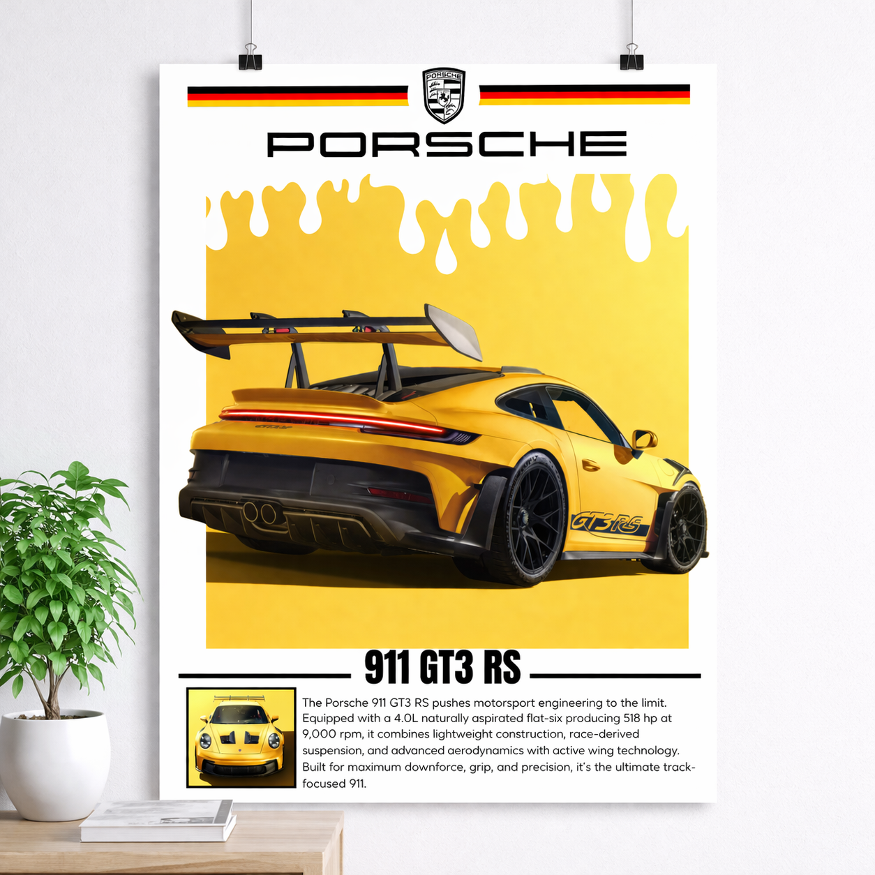 Porsche 911 GT3 RS Velocity Style Poster