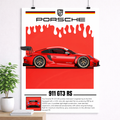 Porsche 911 GT3 RS Velocity Style Poster – Red Performance Edition