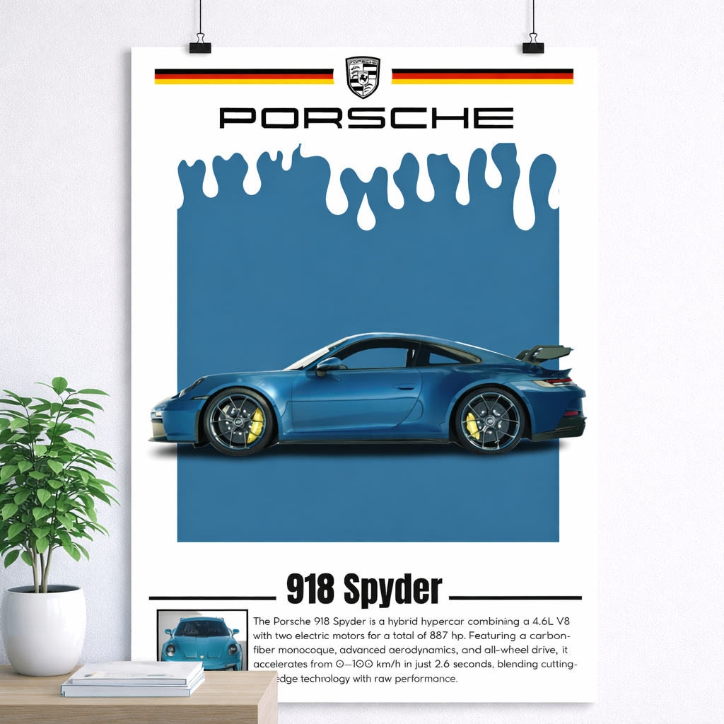 Porsche 918 Spyder Velocity Poster – Hybrid Hypercar Edition