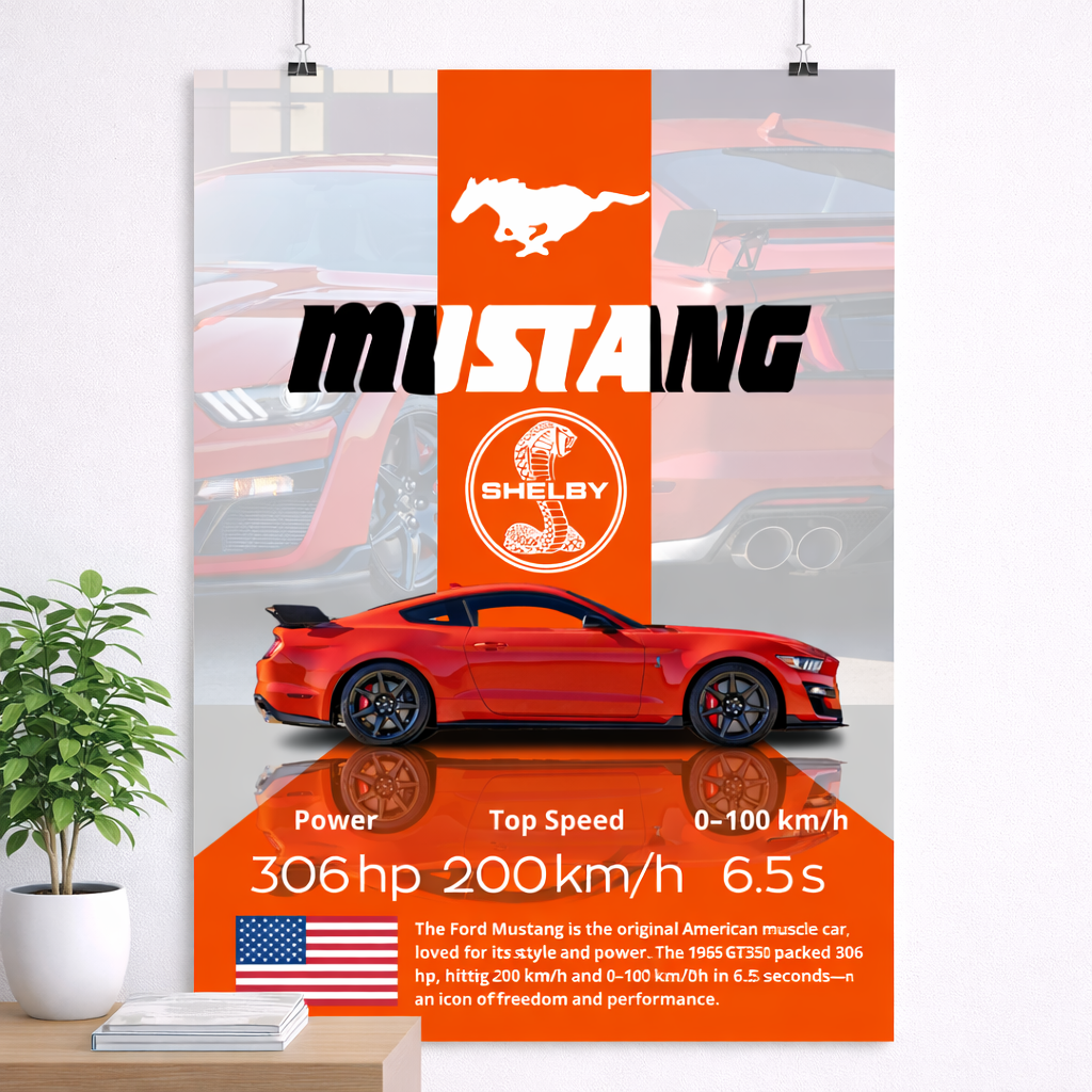Ford Mustang Shelby Velocity Style Poster – American Muscle Edition