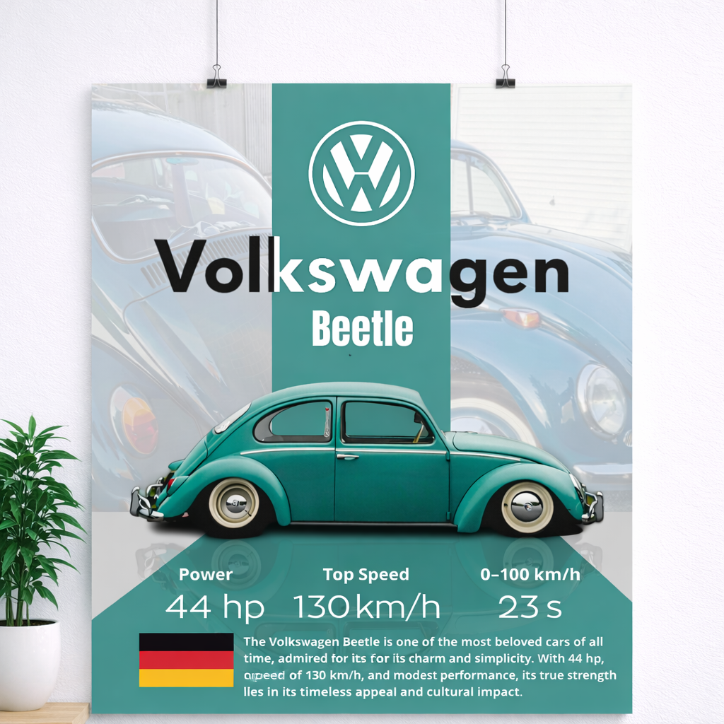 Volkswagen Beetle Velocity Style Poster – Timeless Classic Edition