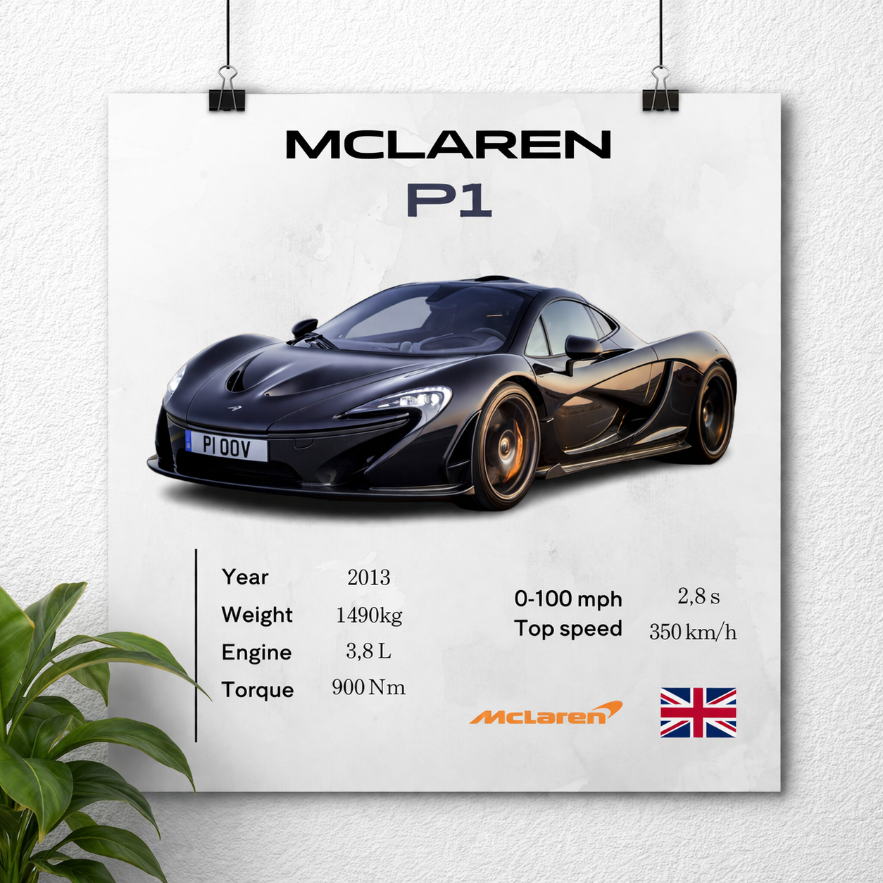 McLaren P1 Poster – Black Hypercar