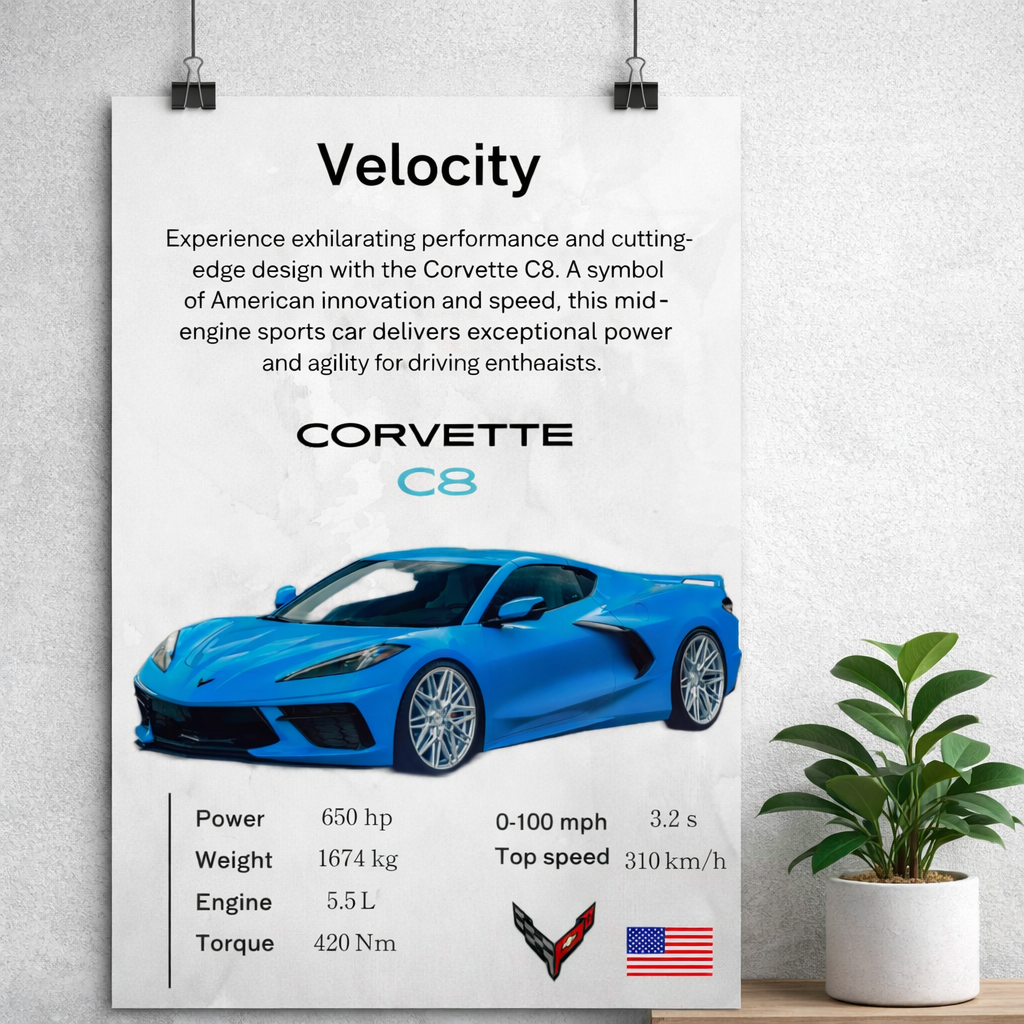 Chevrolet Corvette C8 Poster – 650HP Sports Car