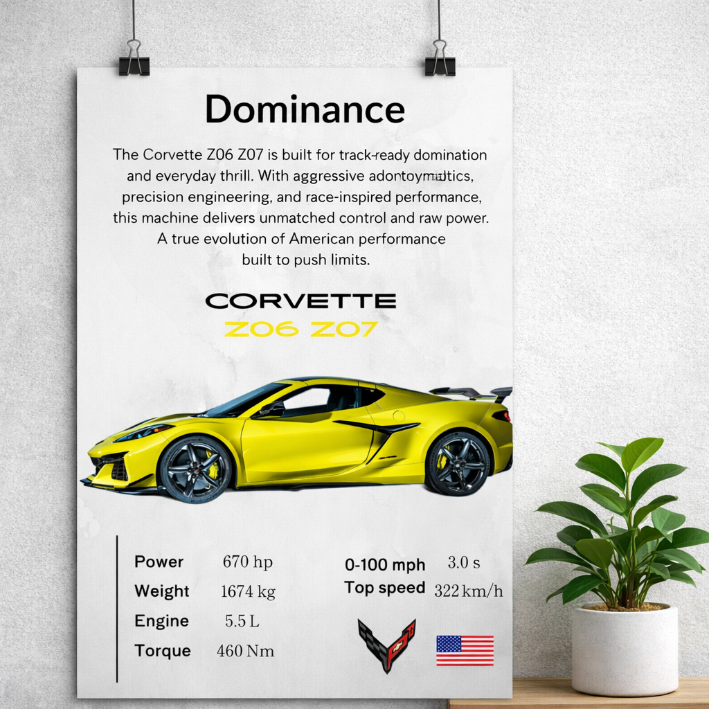 Chevrolet Corvette Z06 Z07 Poster – 670HP Track Performance Car