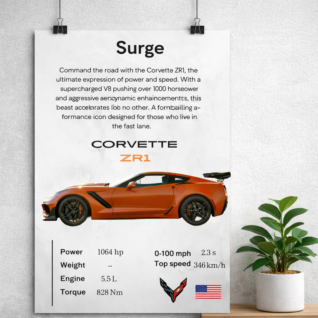 Chevrolet Corvette ZR1 Poster – 1064HP Supercar