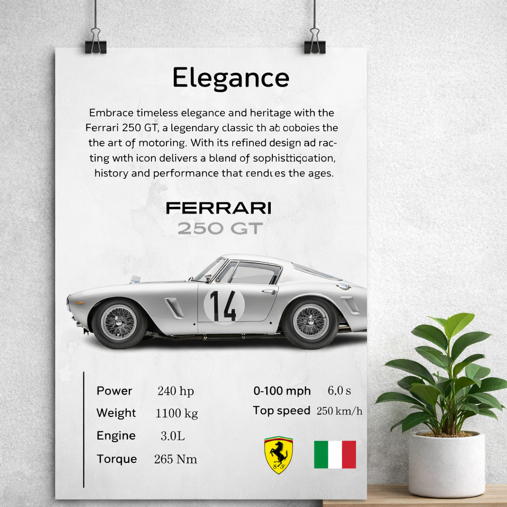 Ferrari 250 GT Poster – Classic Vintage Sports Car