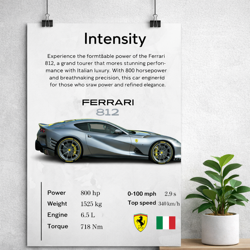 Ferrari 812 Superfast Poster – 800HP V12 Supercar