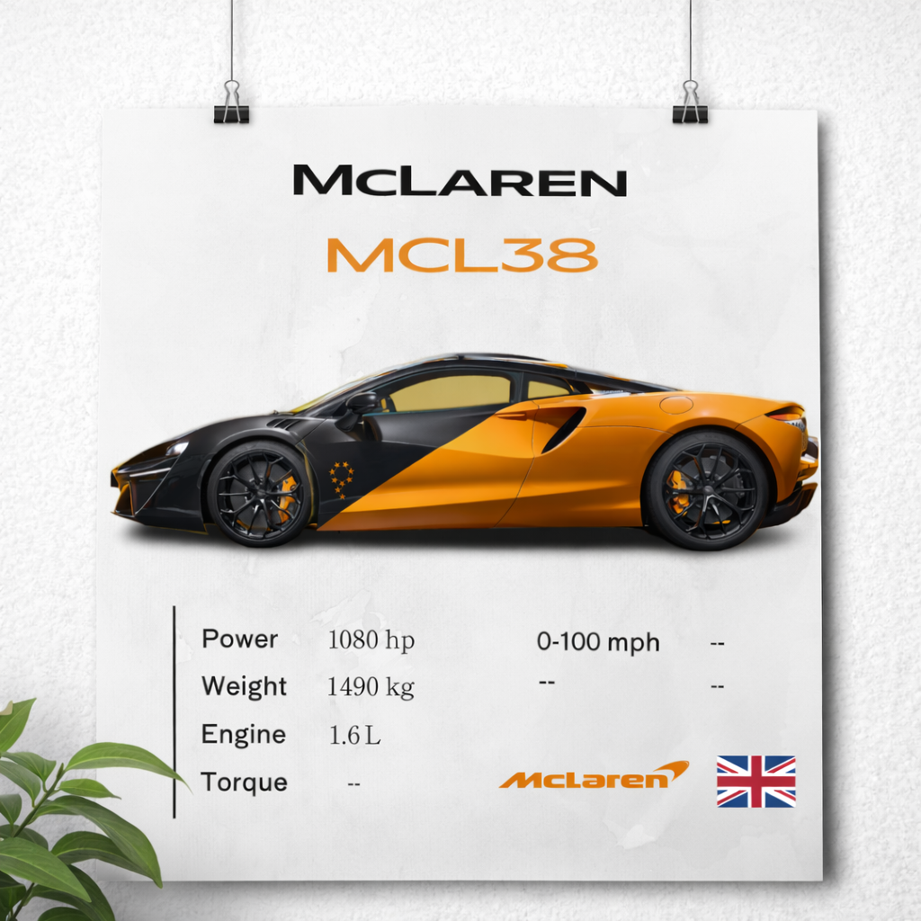 McLaren MCL38 Poster – Orange Black Supercar
