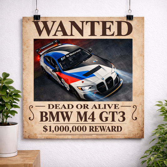 BMW M4 GT3 Motorsport Car Poster